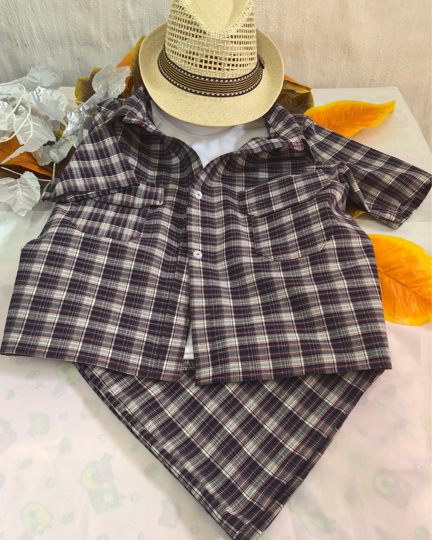 Boys Dark Check Set