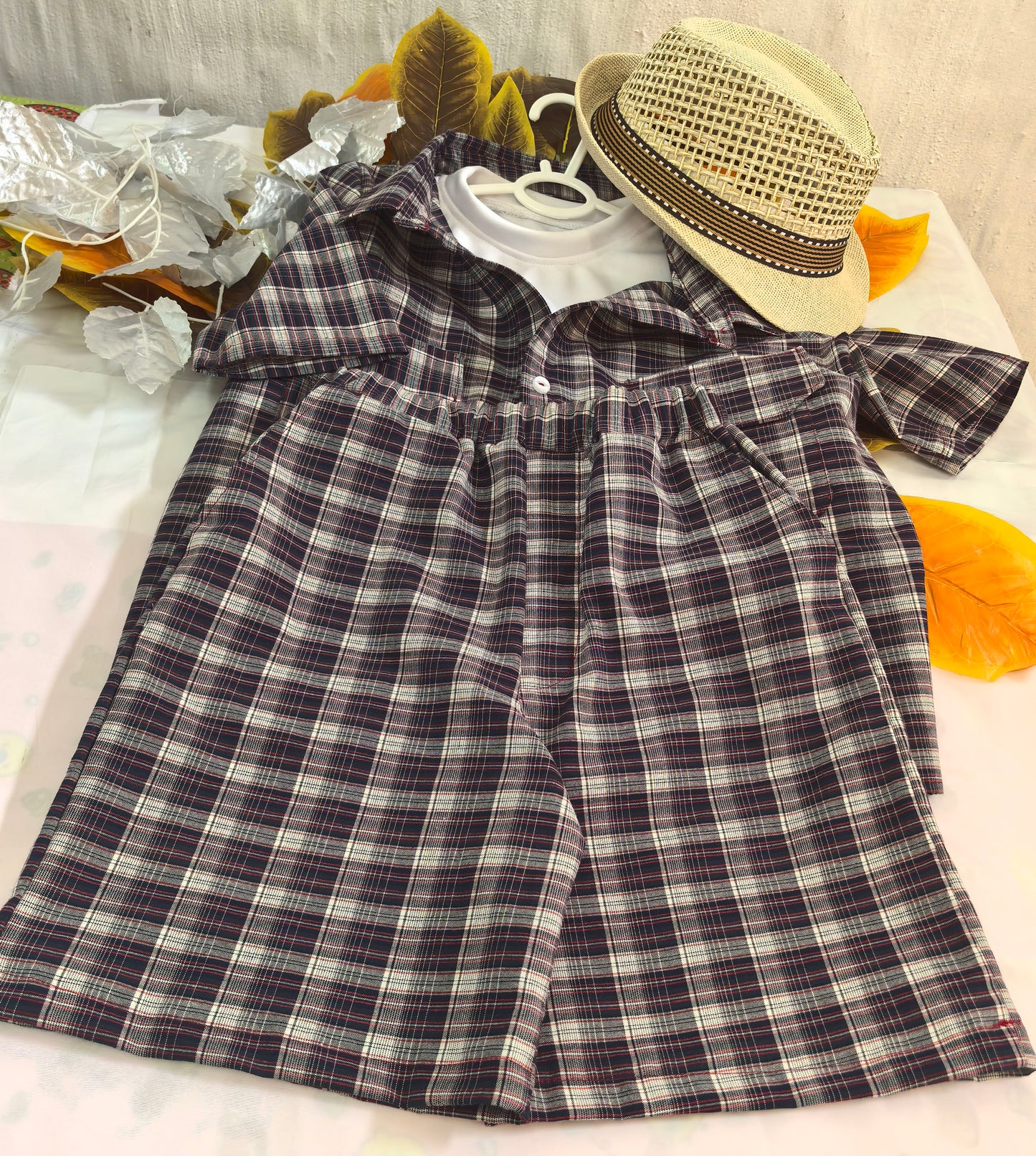 Boys Dark Check Set