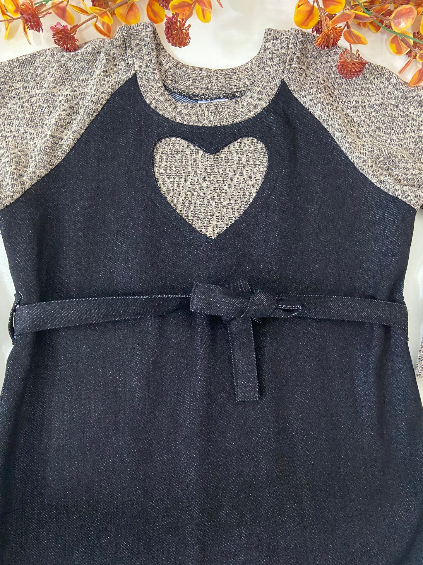 Denim Long-fleece-sleeved Dress