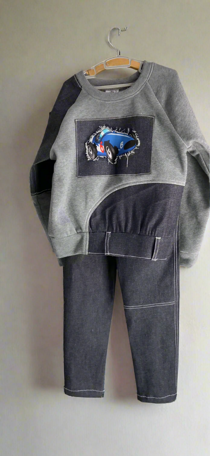 Stylish Boy's Patchwork Denim Set