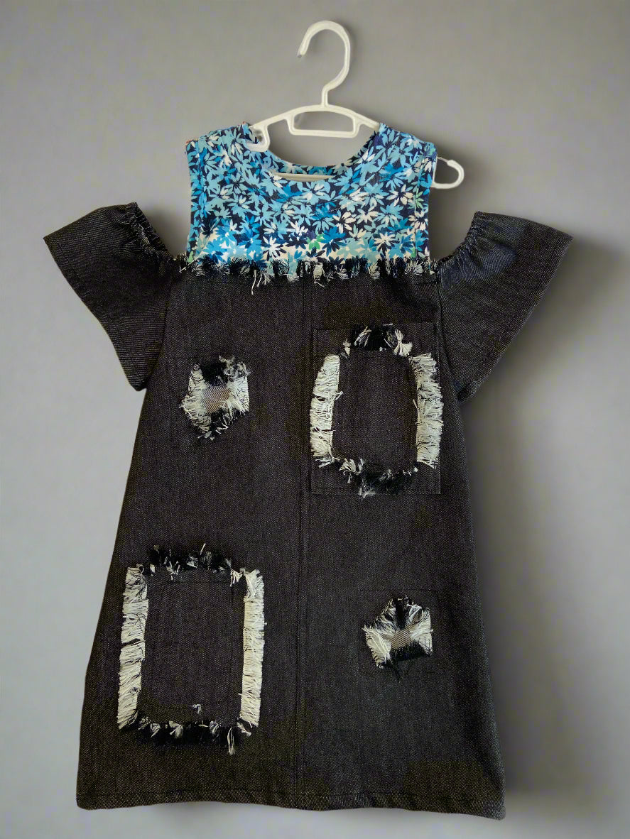 Girls' Denim Patch Dress