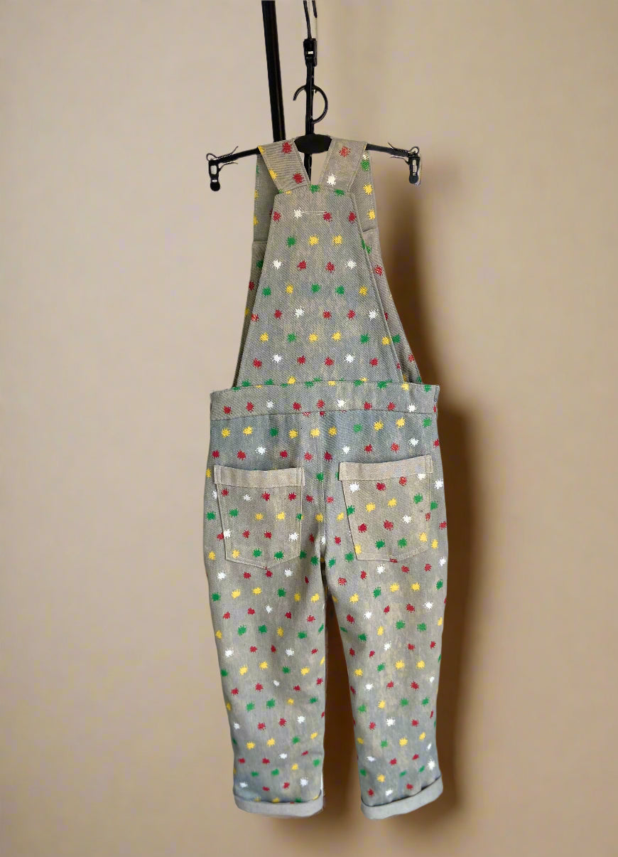 Playful Polka Dots Kids Overalls – Grey Multicolor
