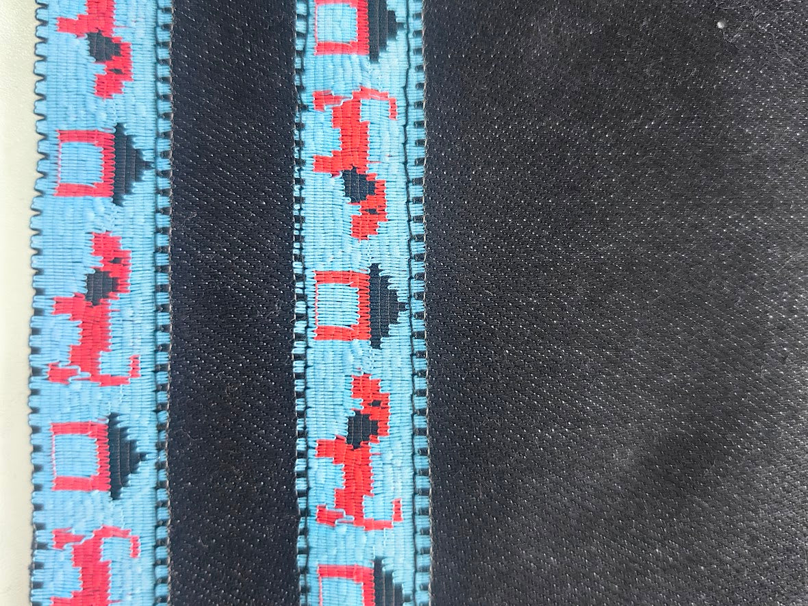 Denim dress with blue trimms