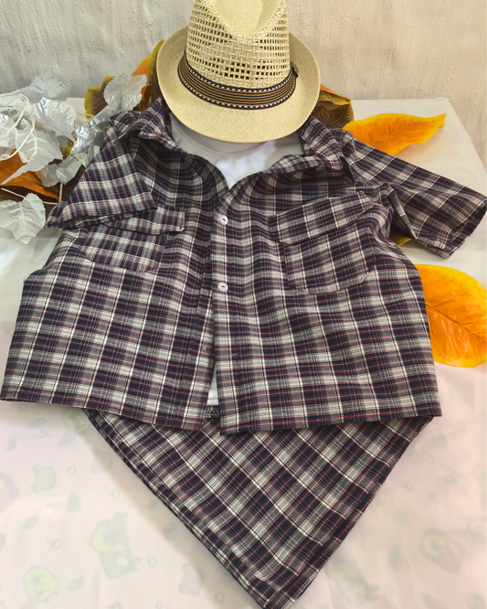 Boys Dark Check Set