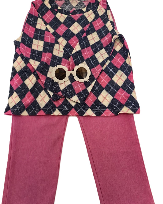 Girls Pink Trousers & Long Sleeve Matching Vest