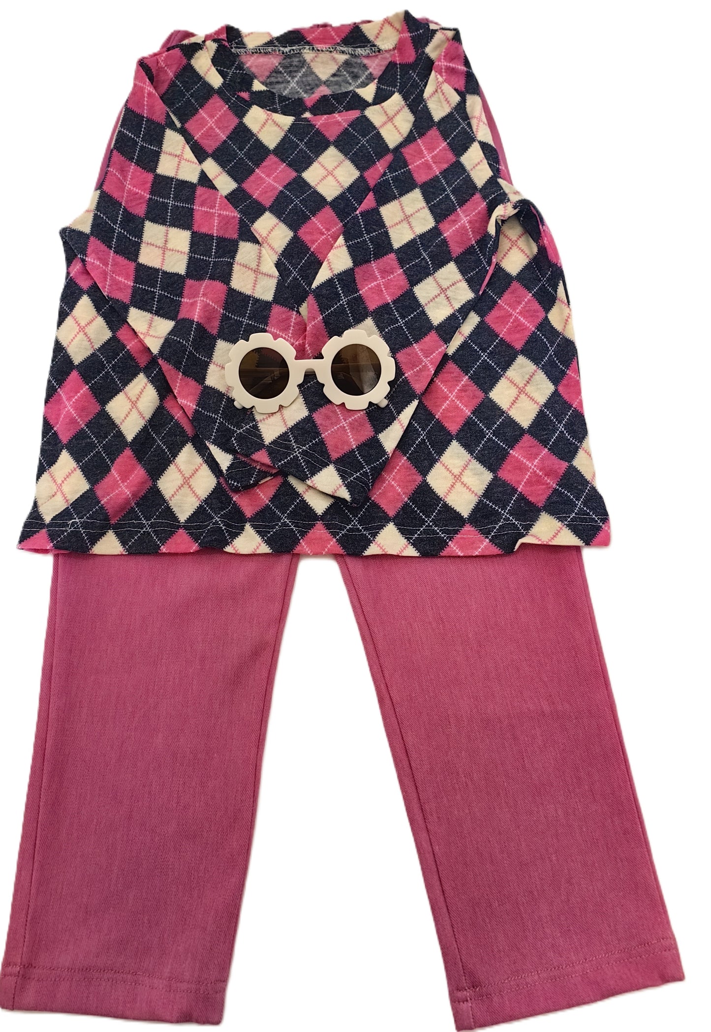 Girls Pink Trousers & Long Sleeve Matching Vest