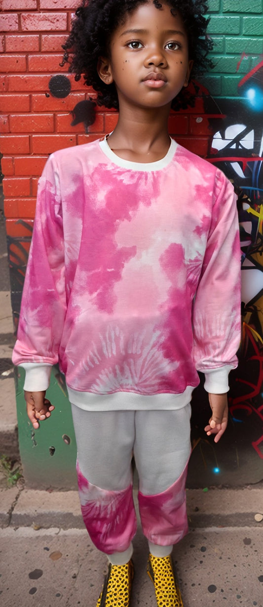 Lovey Tie-dye Pink & White Tracksuit