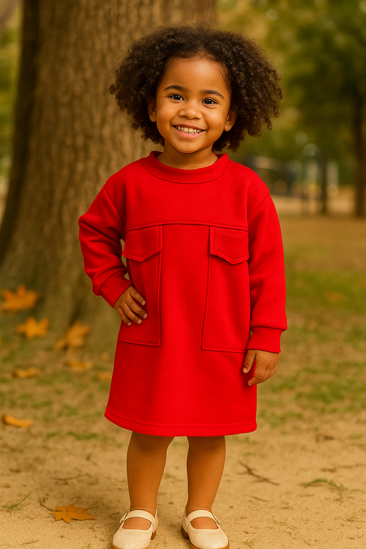 Pocket Me Red Sweater Dress