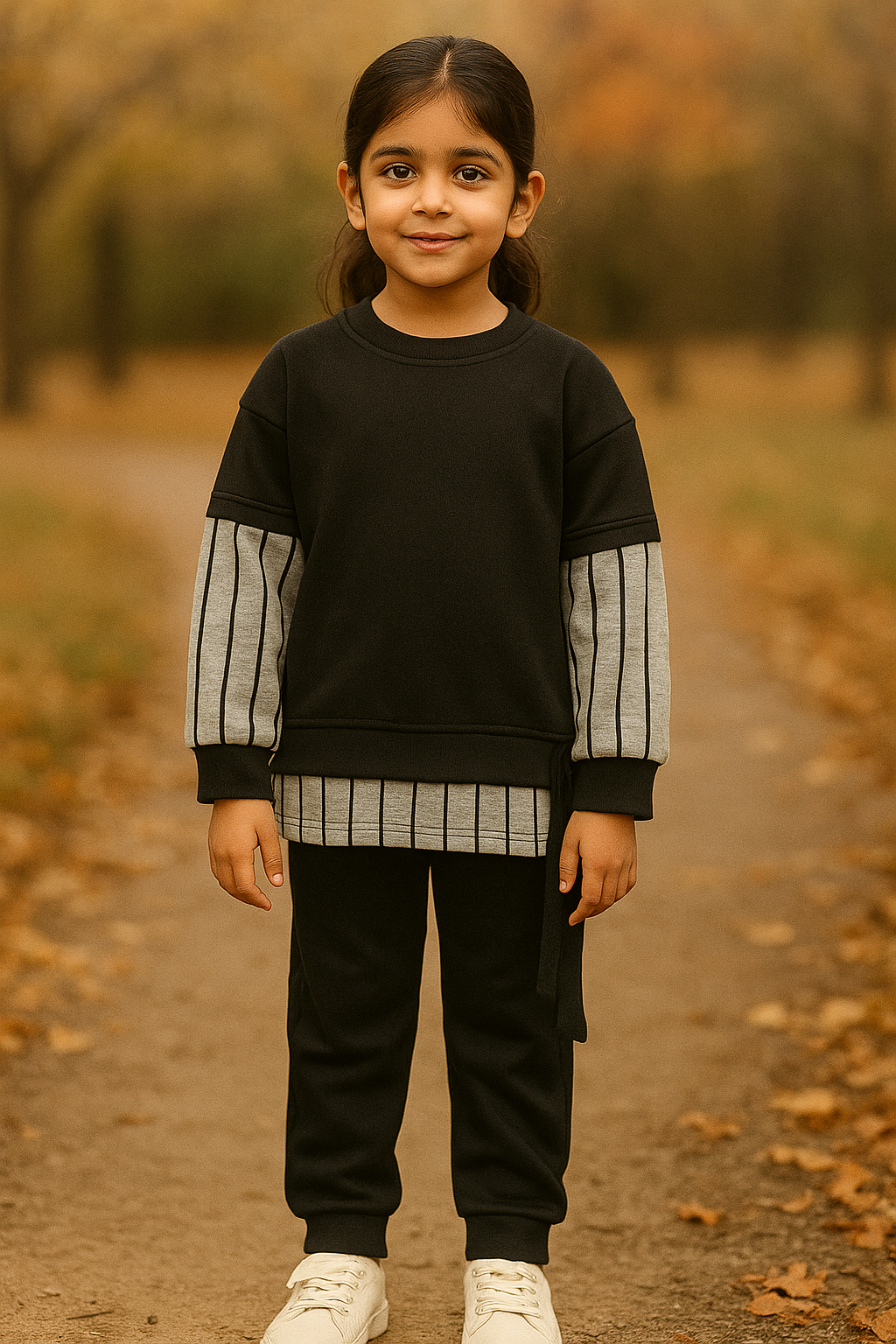 Stripe Design Black Tracksuit
