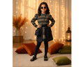 Girls Multicolor Stripe Top & Denim Skirt Set