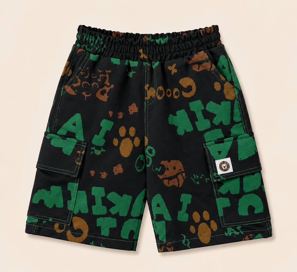 Multicolor Scribble- Print Cargo Shorts