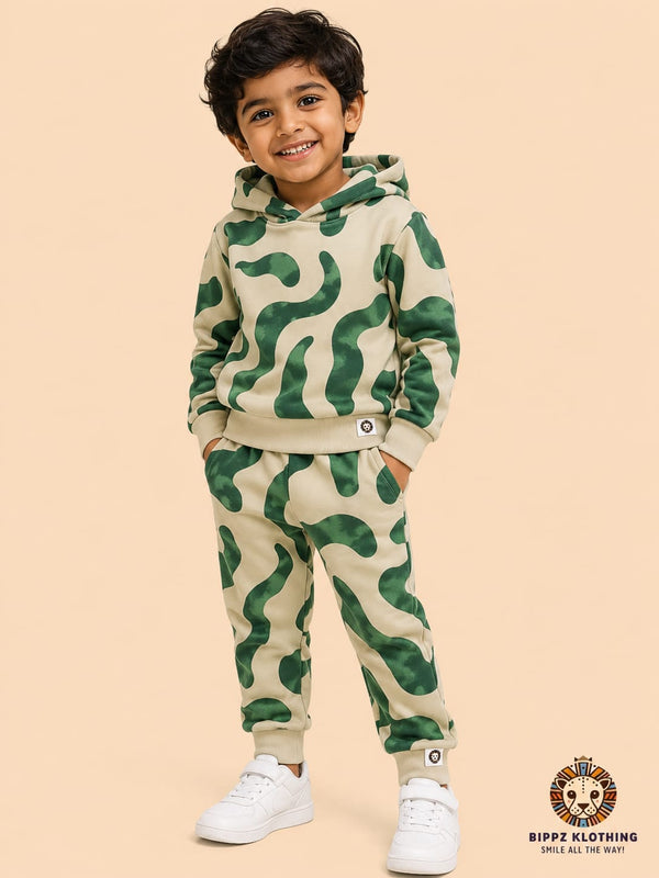 Boys Abstract Camo Fleece Tracksuit Set