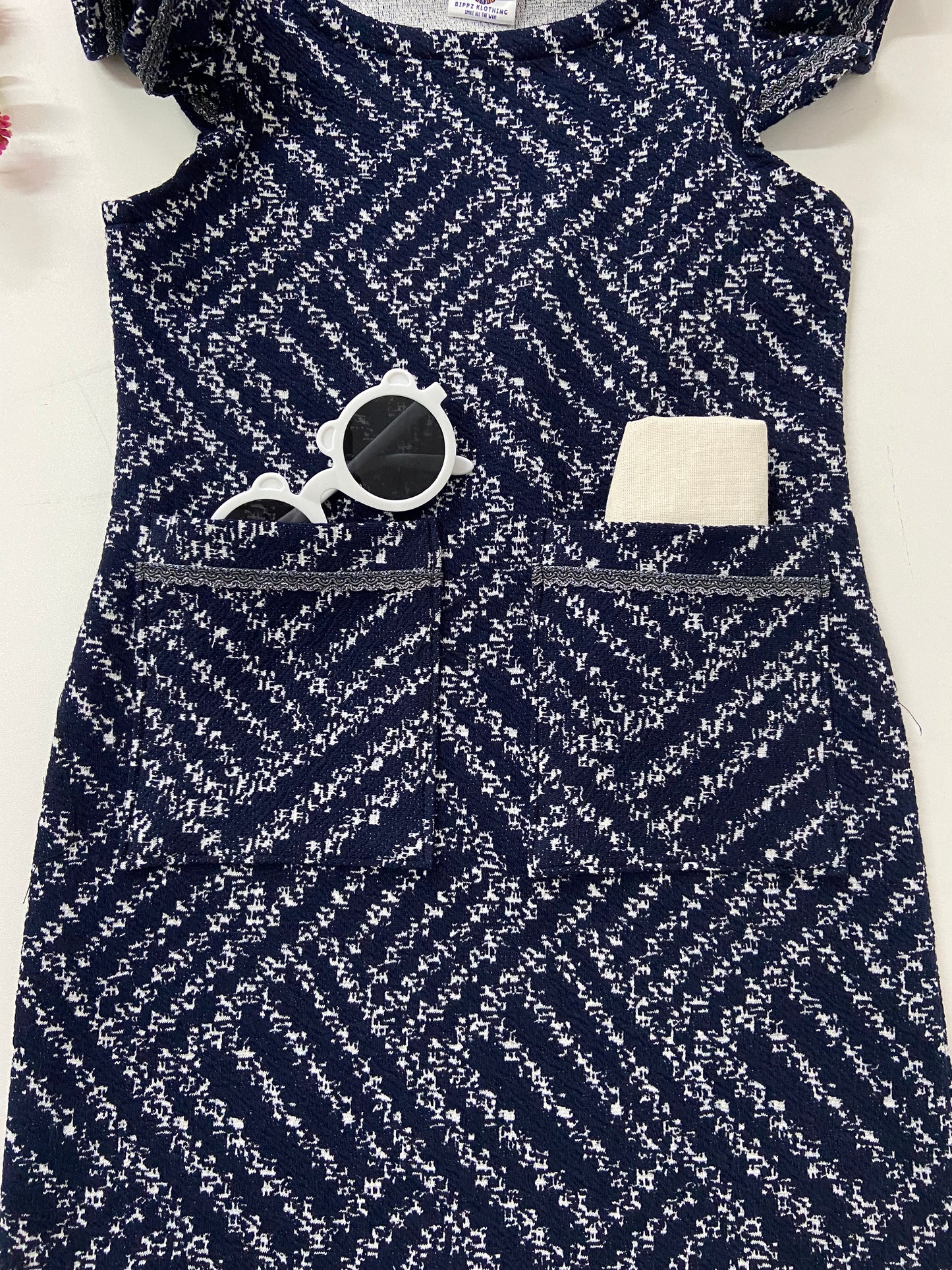 Navy Textured Dress