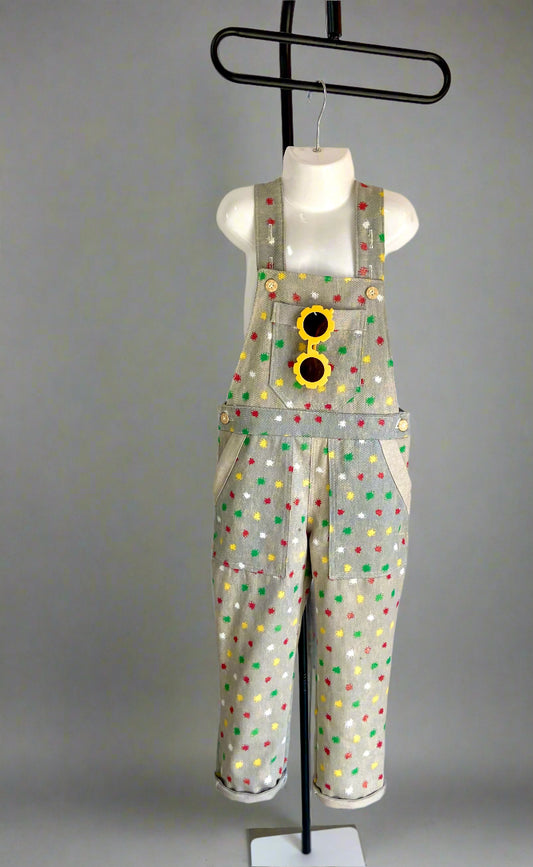Playful Polka Dots Kids Overalls – Grey Multicolor