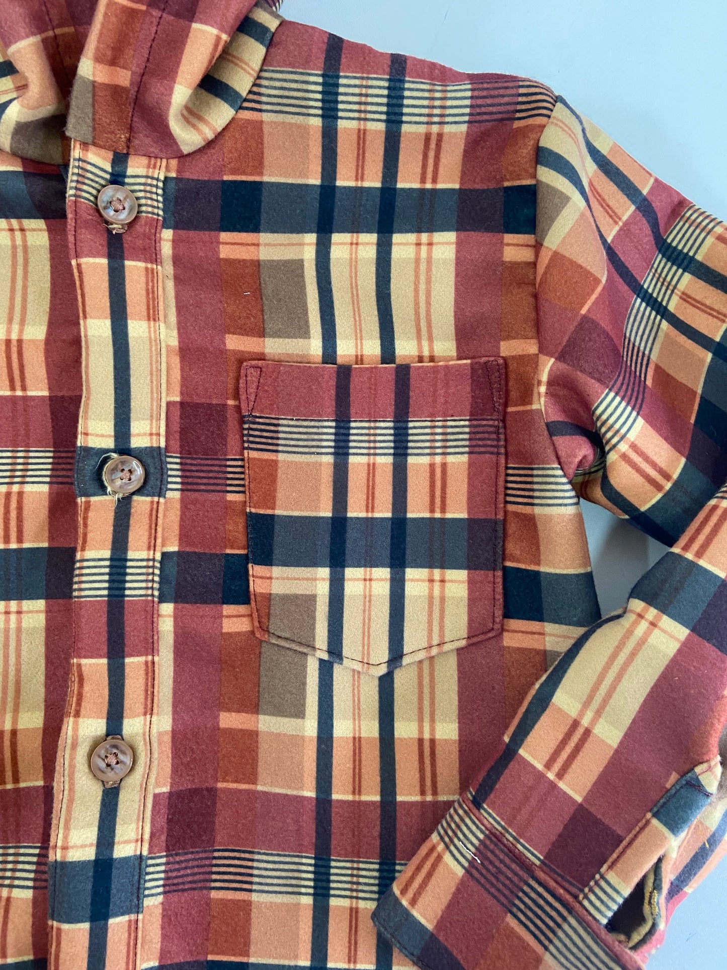 Plaid Hooded Button-Up Shirt