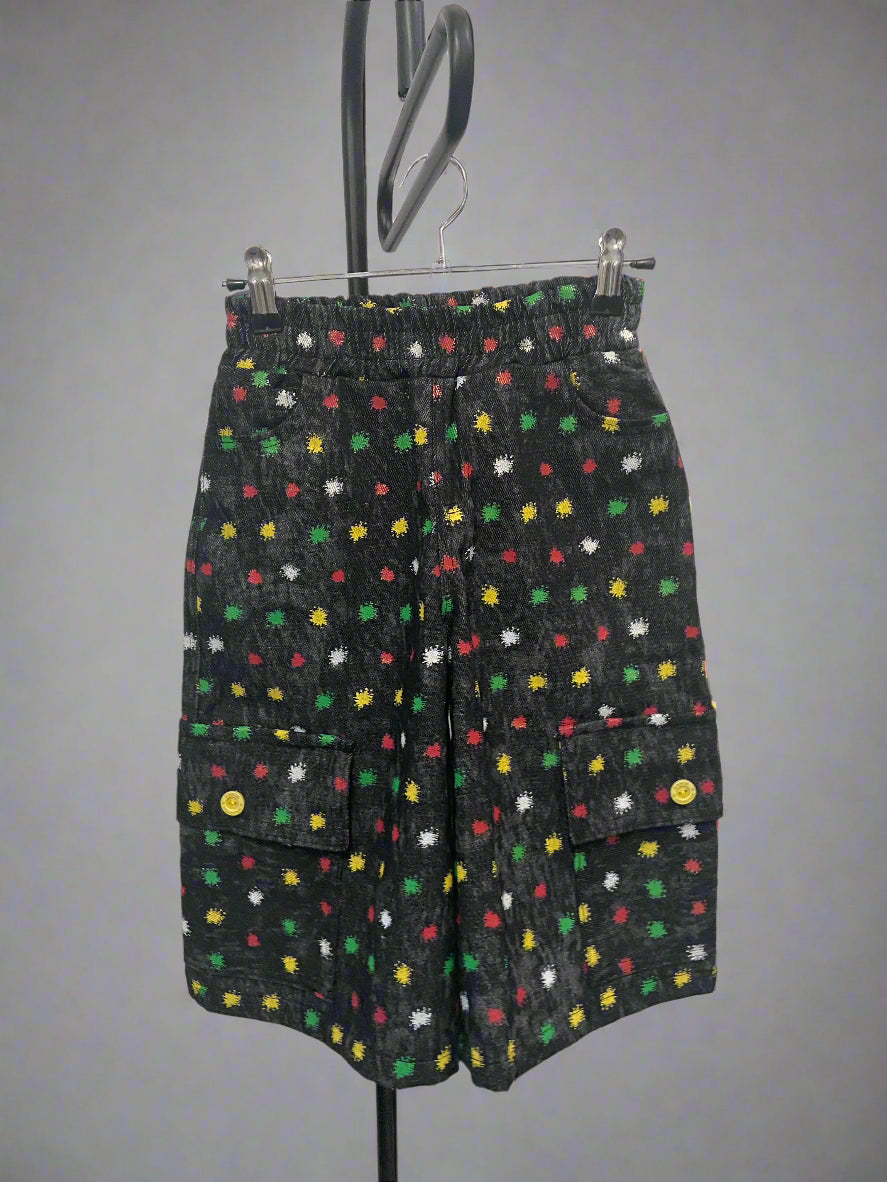 Kids’ Cargo Denim Shorts – Starburst Print