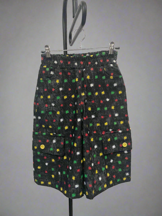 Kids’ Cargo Denim Shorts – Starburst Print