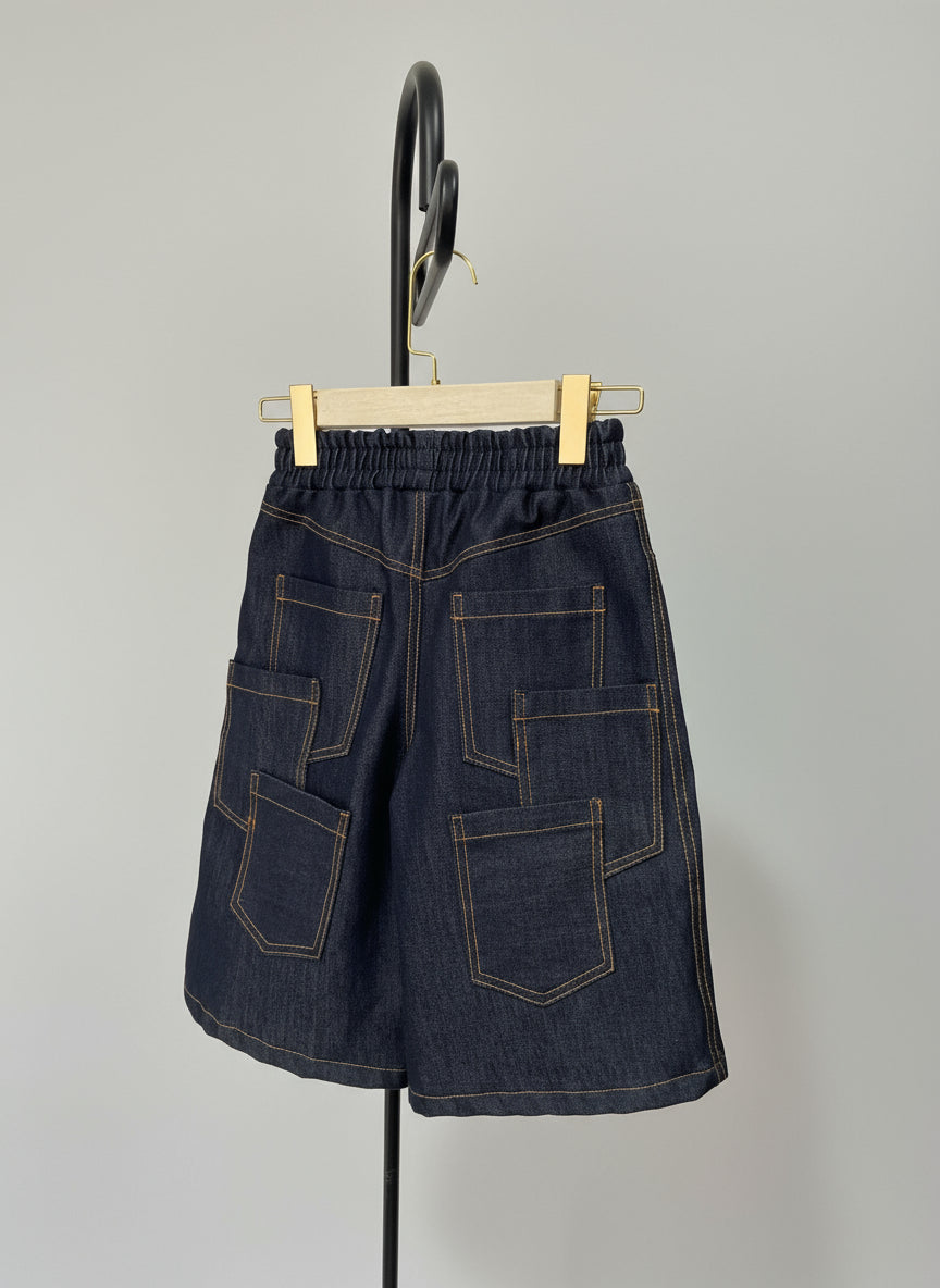 Boys Multi-Pockets Denim Shorts