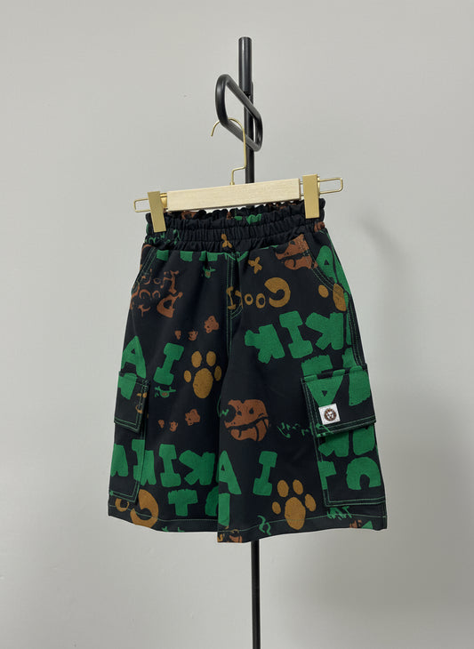 Scribble-Print Cargo Shorts