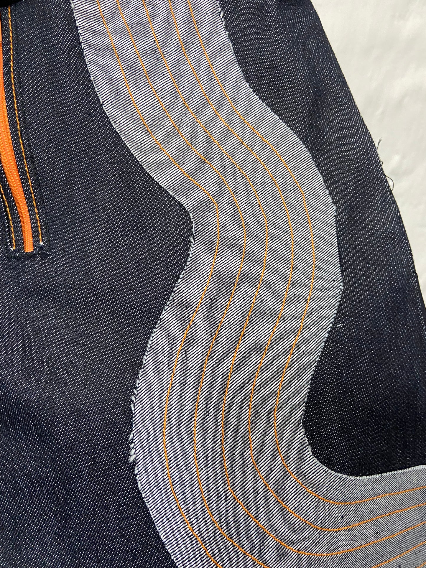 Patchwork-Distressed Denim Skirt