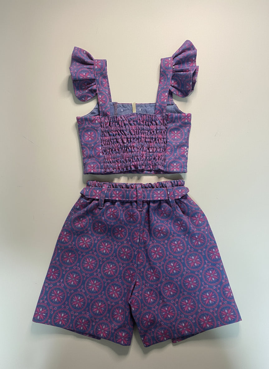 Purple Print Denim Set