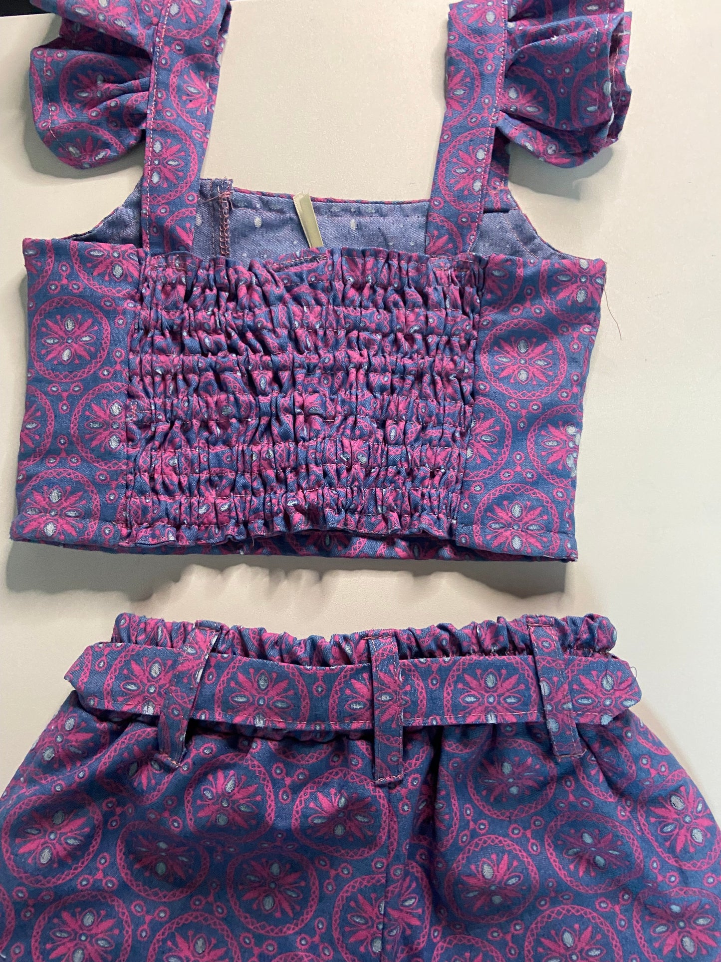 Purple Print Denim Set