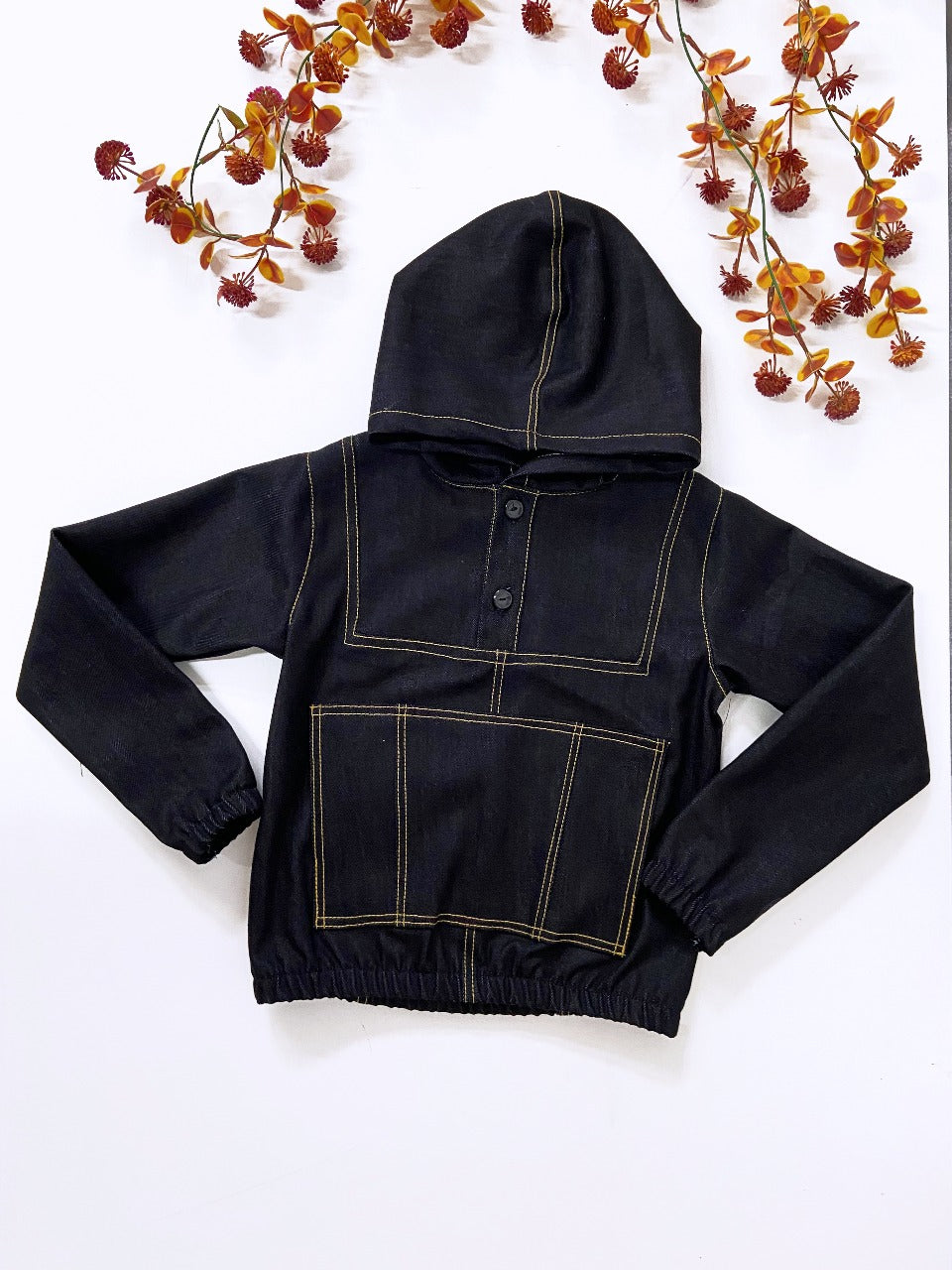 Unisex Kids’ Denim Hoodie Set – 2-Piece Outfit