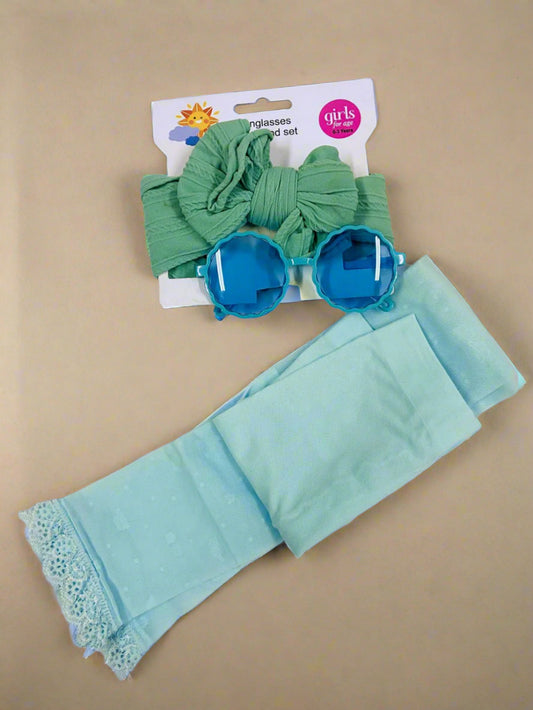 Blue Girls' Accessory Set – 3-Piece (Headband, Sunglasses & Tights)