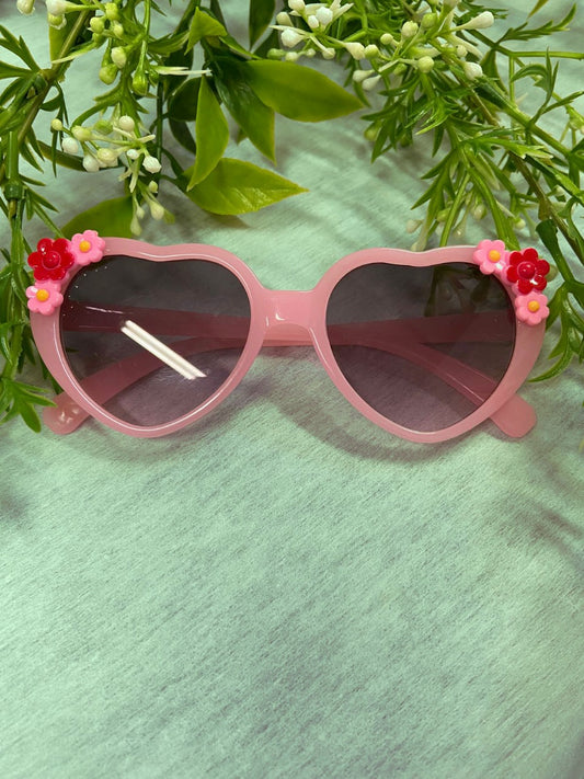 Pink Heart-Shaped Flower Sunglasses