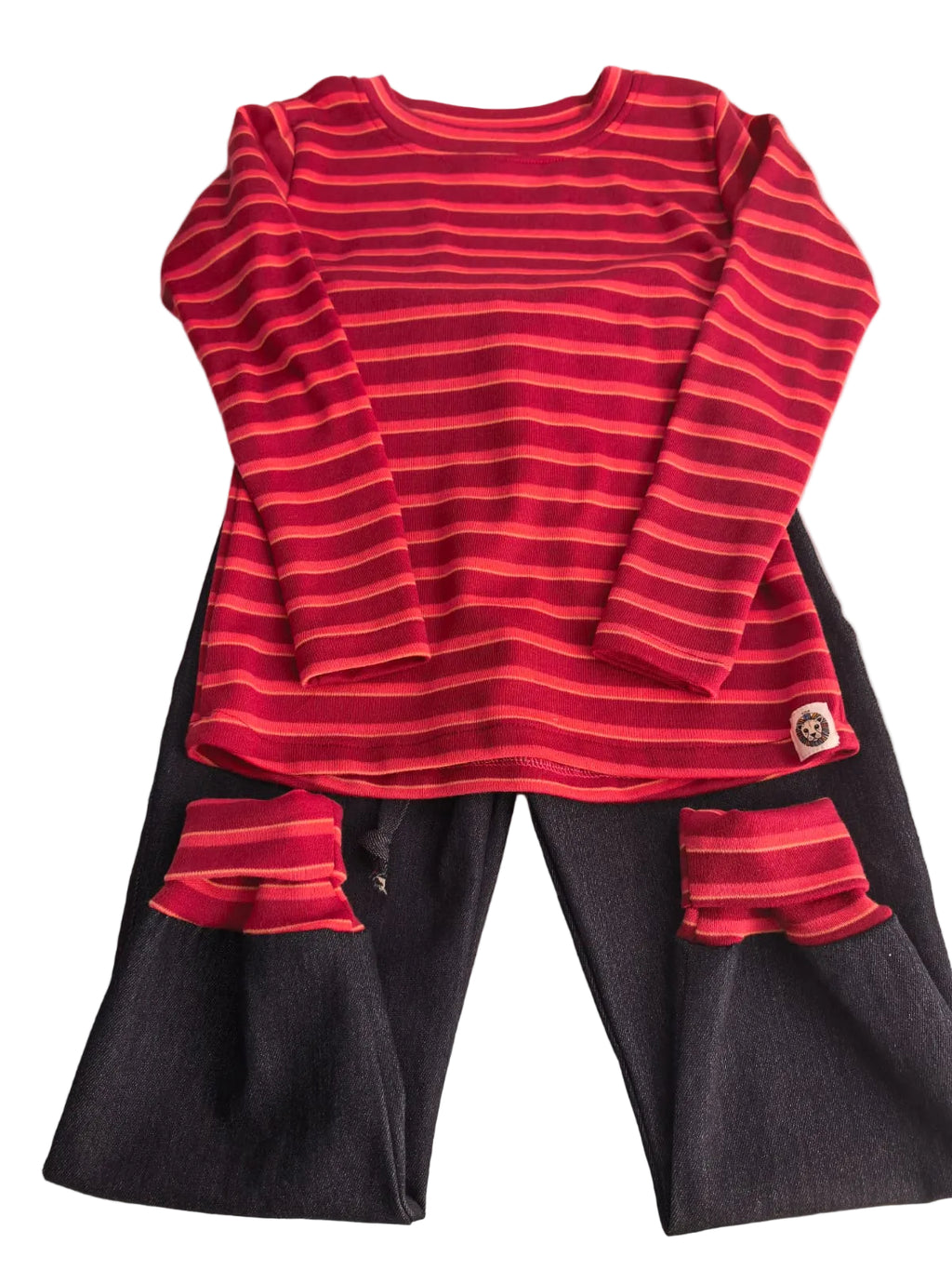 Girls Dark Pink Stripe & Black Ribbed Set – Effortlessly Cool, Every Single Day