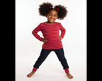 Girls Dark Pink Stripe & Black Ribbed Set – Effortlessly Cool, Every Single Day