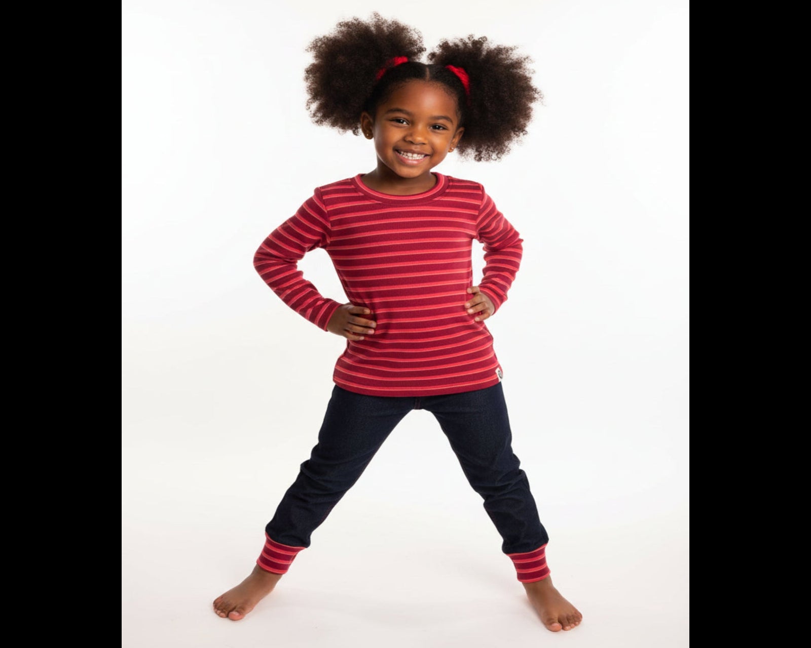 Girls Dark Pink Stripe & Black Ribbed Set – Effortlessly Cool, Every Single Day