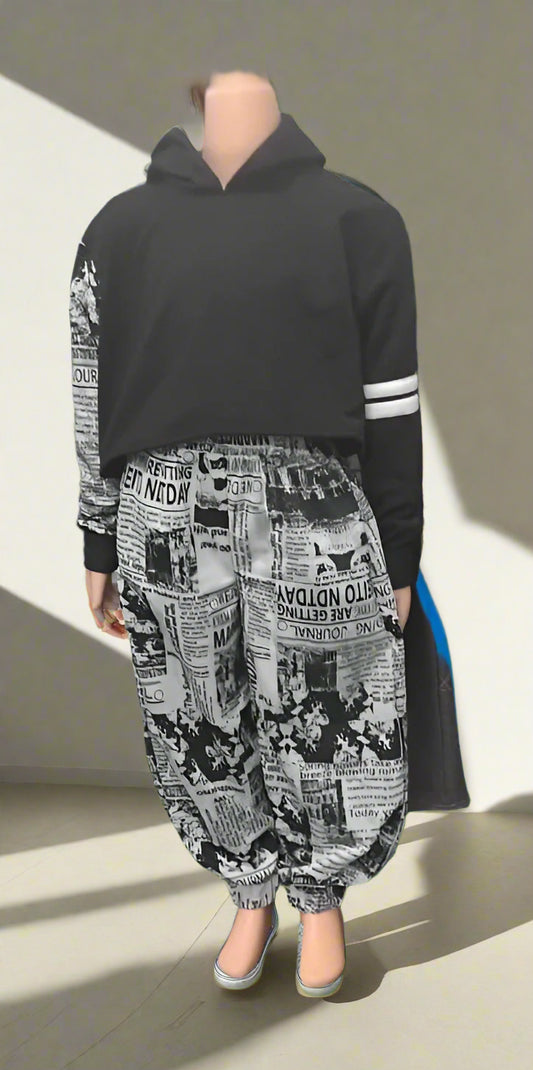 “Headliner” Graffiti Newsprint Tracksuit Set