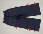 Girls Red Bow Top & Denim Pants Set