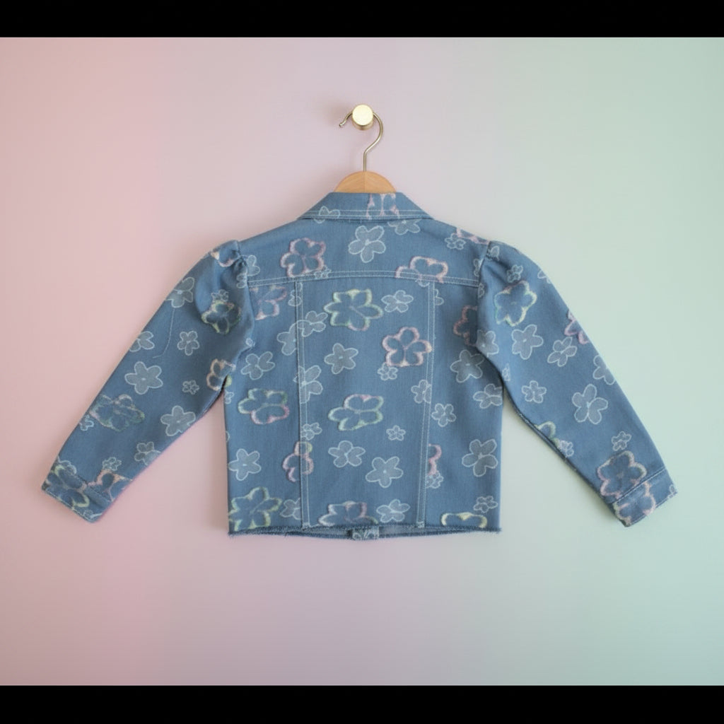 Girls Floral Two-Piece Denim Set