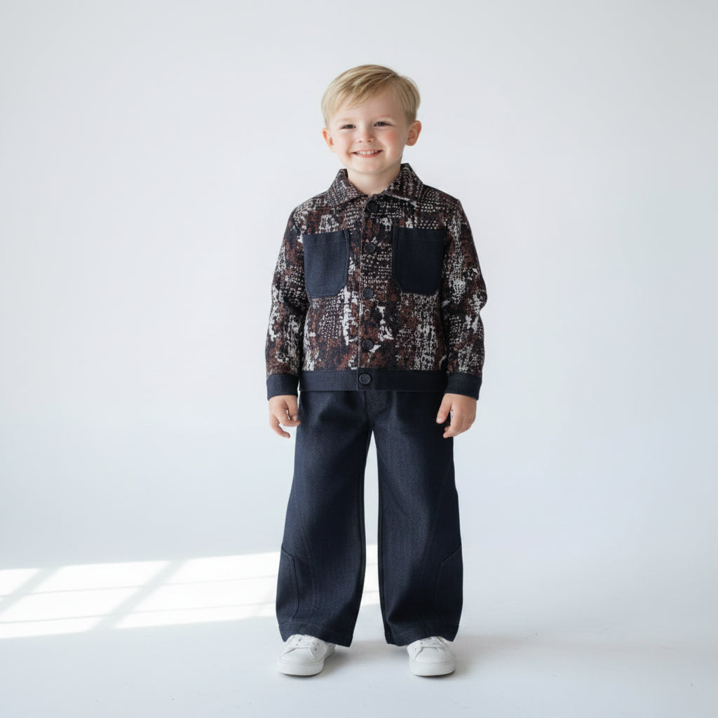 Boys Navy Abstract Print Shirt & Jogger Set – Sharp Doesn't Even Cover It