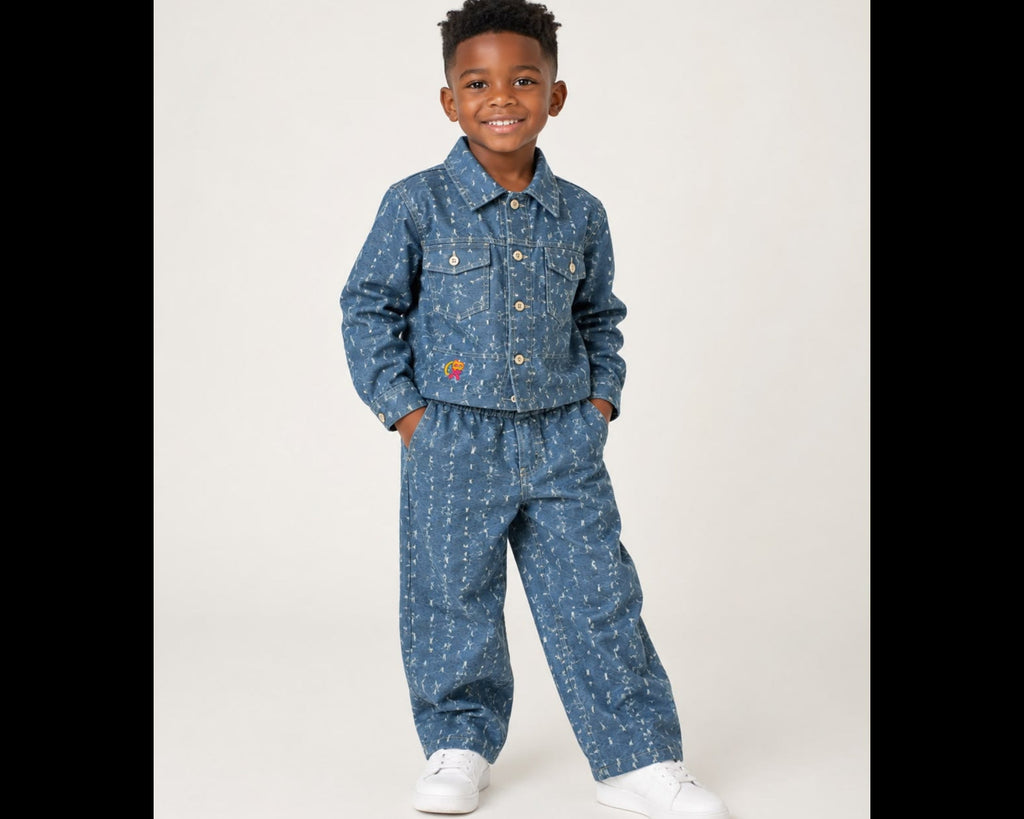 Boys Blue Monogram Denim Set – Dripped in Detail