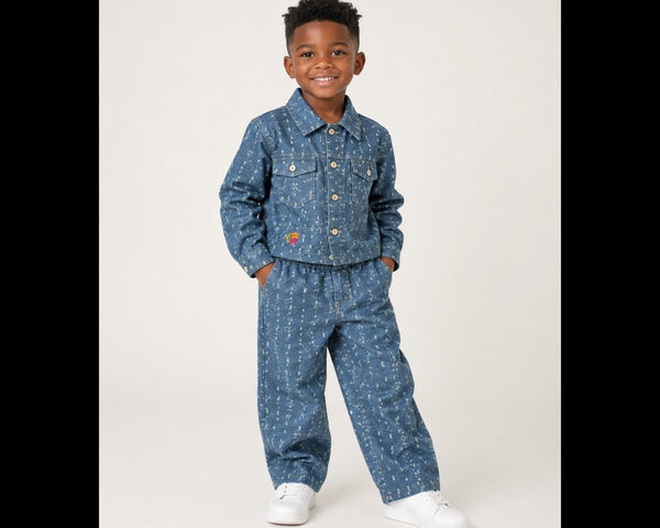 Boys Blue Monogram Denim Set – Dripped in Detail