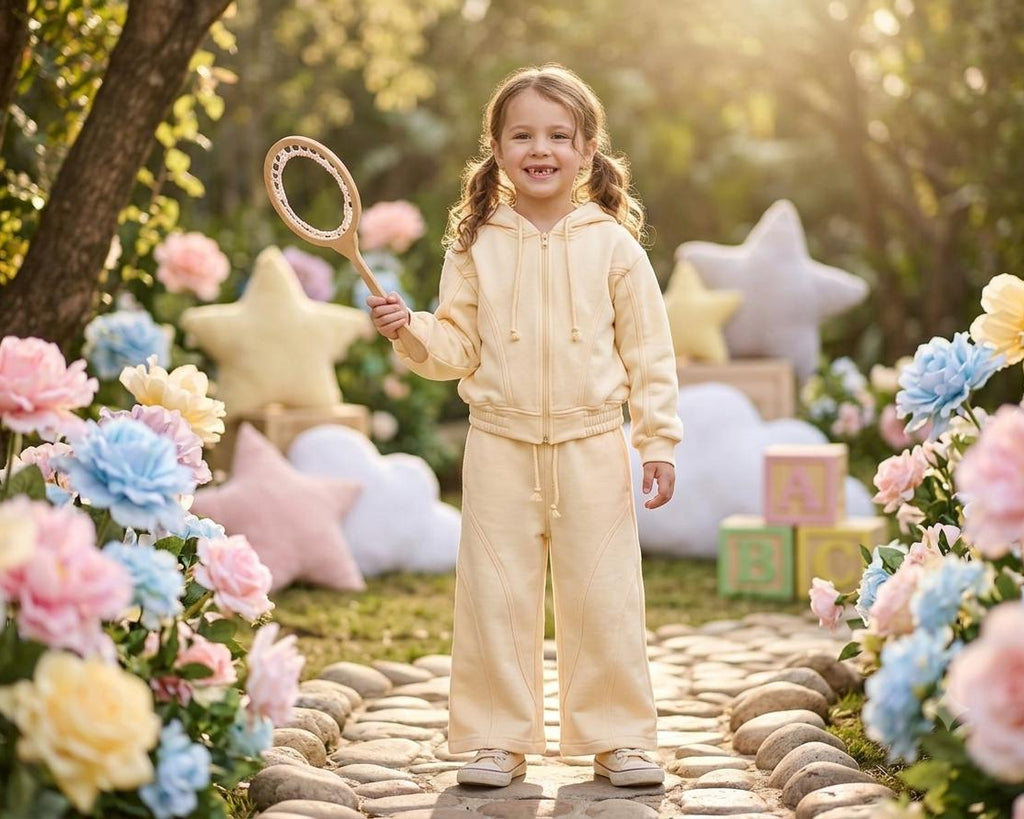 Cream Kids Tracksuit Set – Hoodie & Flare Pants