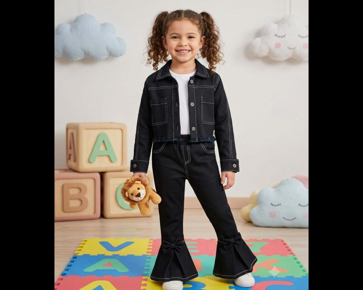 Girls Navy Denim Set – The One That Stops the Scroll