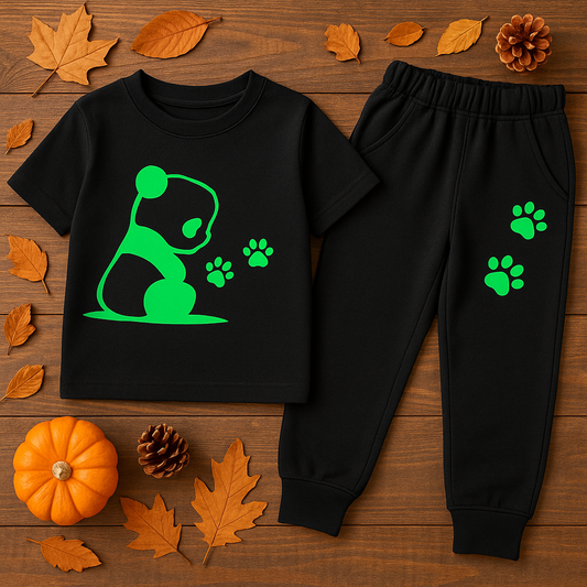 Neon Panda Tracksuit Set – Kids Edition