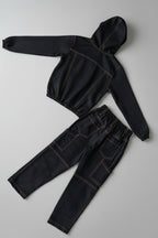 Boys Kids’ Denim Hoodie Set – 2-Piece Outfit