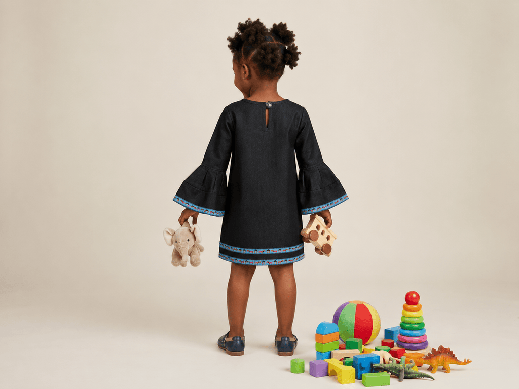 Denim dress with blue trimms - Bippz Klothing