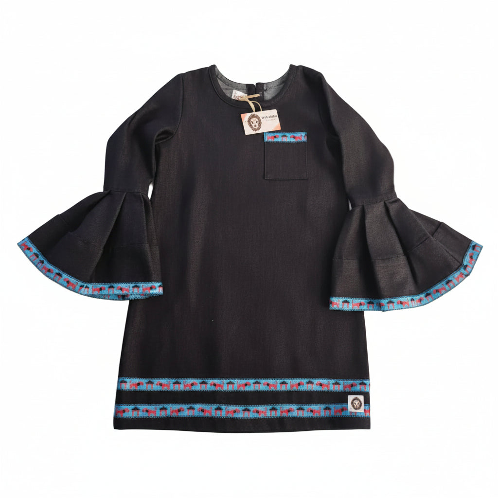 Denim dress with blue trimms - Bippz Klothing