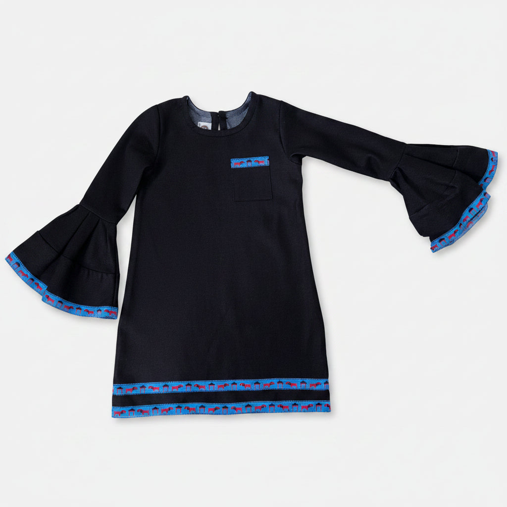 Denim dress with blue trimms - Bippz Klothing