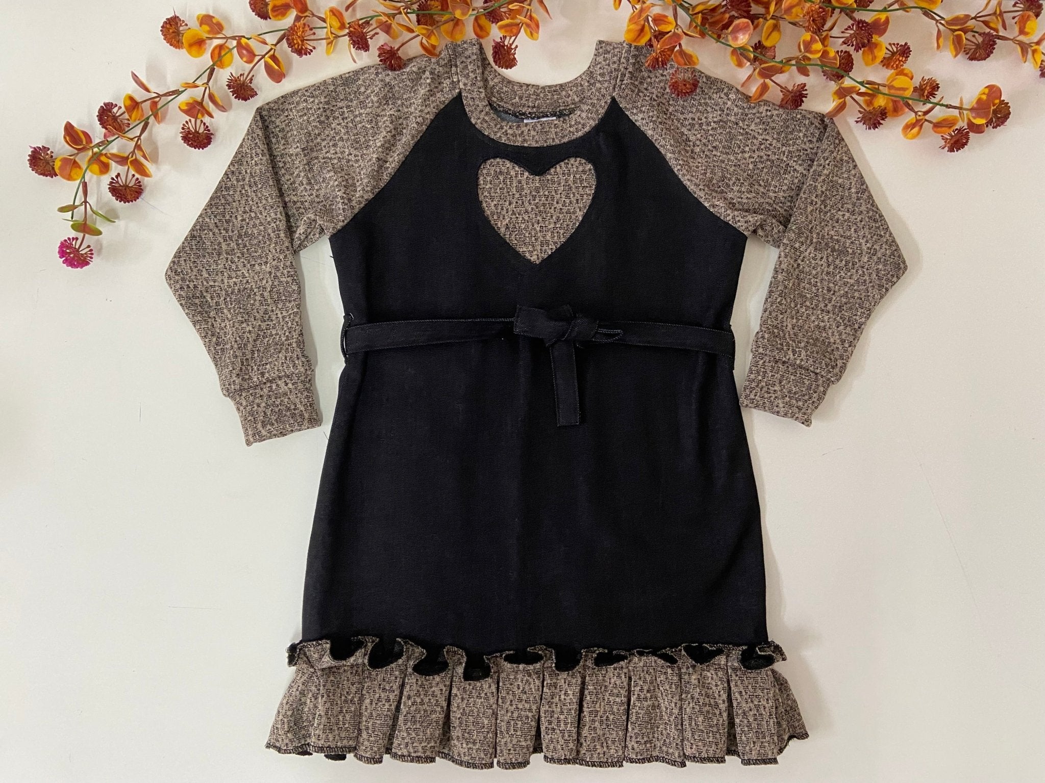 Denim Long-fleece-sleeved Dress - Bippz Klothing