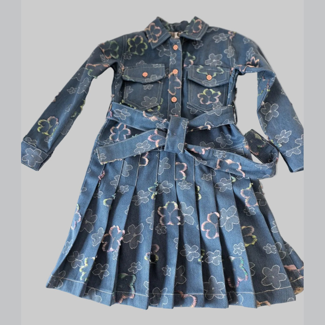 Girls Bloom & Shine Floral Denim Dress