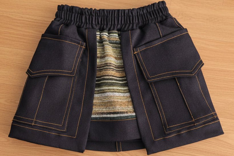 Girls Multicolor Stripe Top & Denim Skirt Set - Bippz Klothing