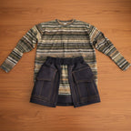 Girls Multicolor Stripe Top & Denim Skirt Set - Bippz Klothing