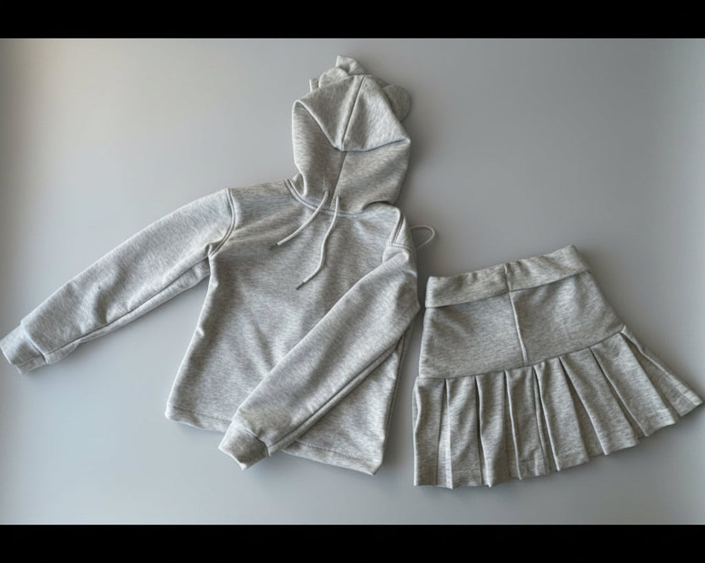 Girls Grey Skirt Tracksuit Set – Sporty, Sweet & Completely Her